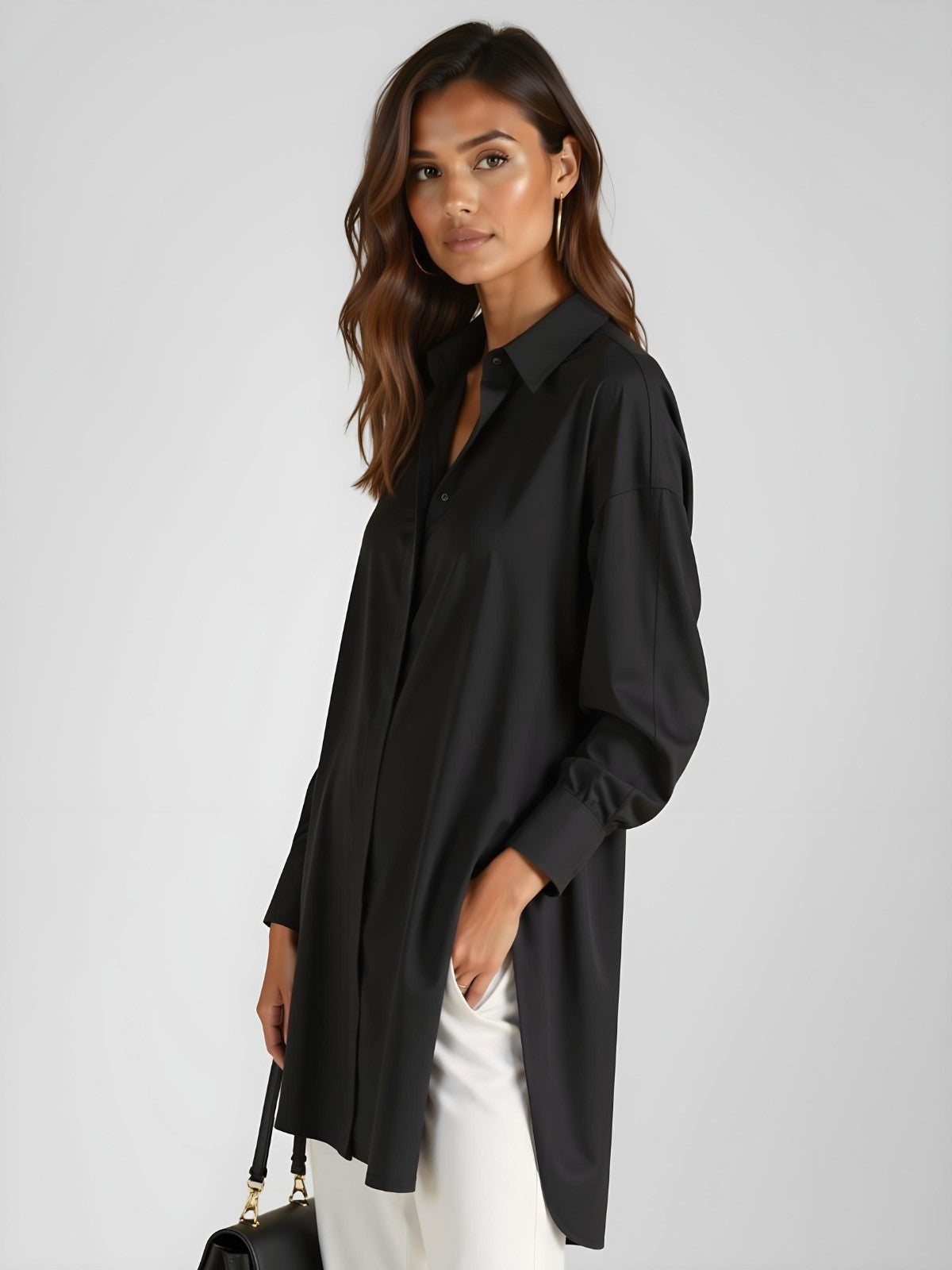 Valmonti | Vestito Camicia Oversize da Donna con Revers – Eleganza Senza Sforzo