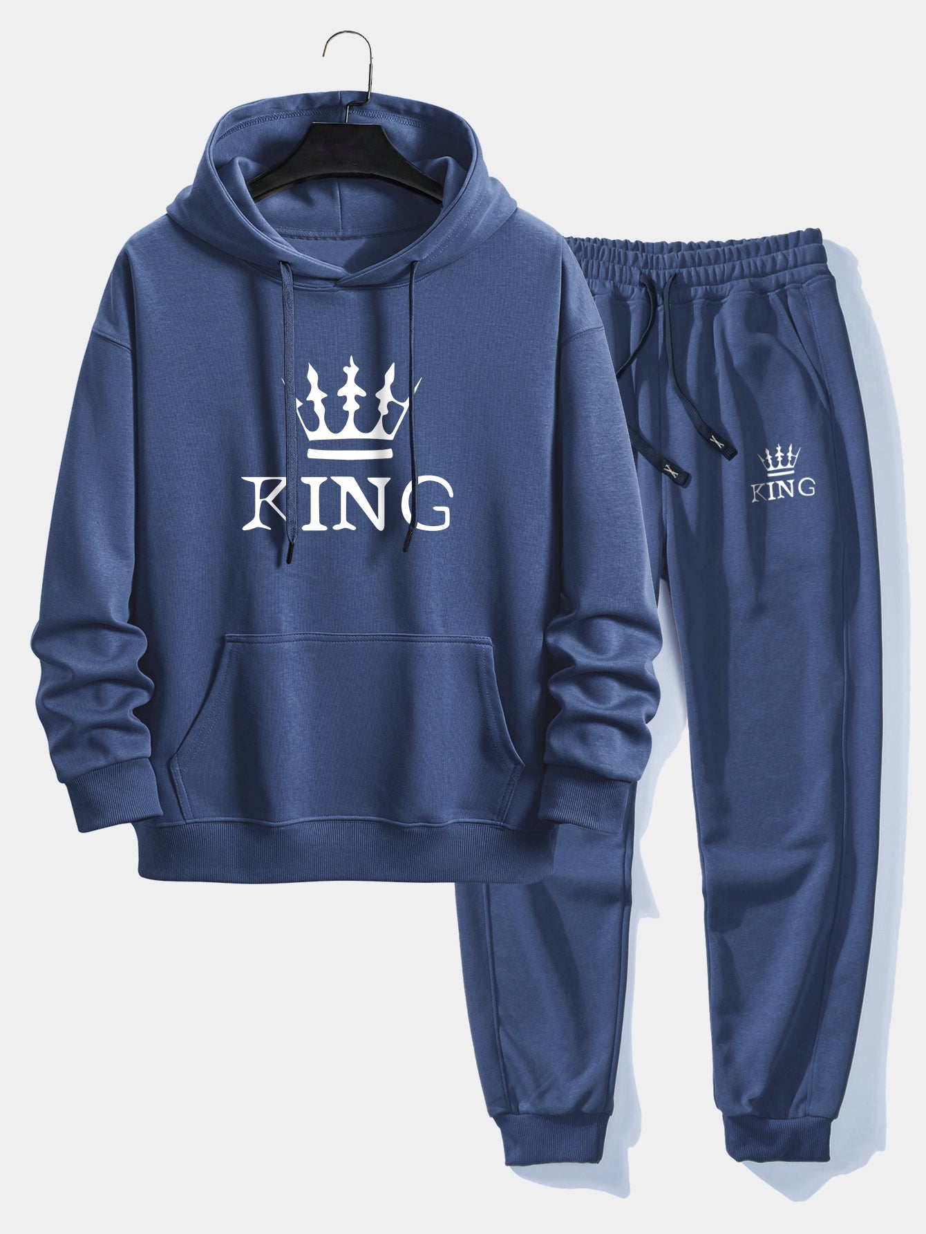 Men’s Printed Relaxed Tracksuit – Cotton Blend Hoodie Set for Streetwear and Travel