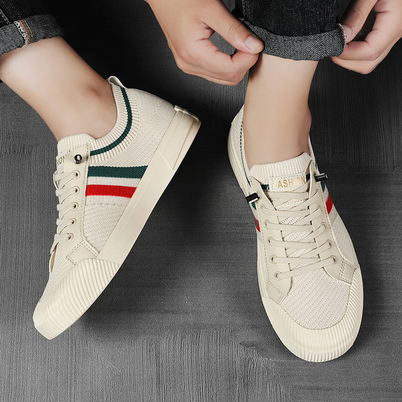 Męskie paskowane dzianinowe sneakersy lekkie codzienne trampki
