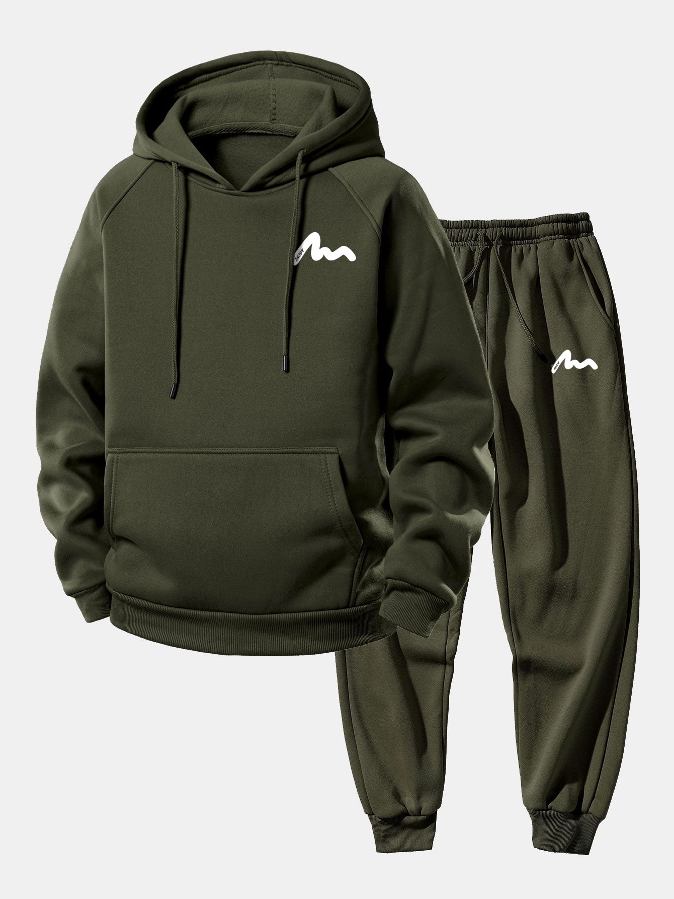 Men’s Printed Hoodie Tracksuit – Relaxed Polyester Jogger Set for Streetwear and Daily Wear