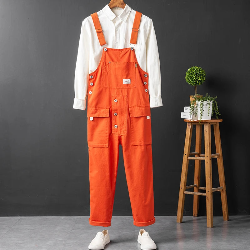 Men’s Utility Cargo Bib Overalls – Multi-Pocket Workwear for Casual Everyday Wear