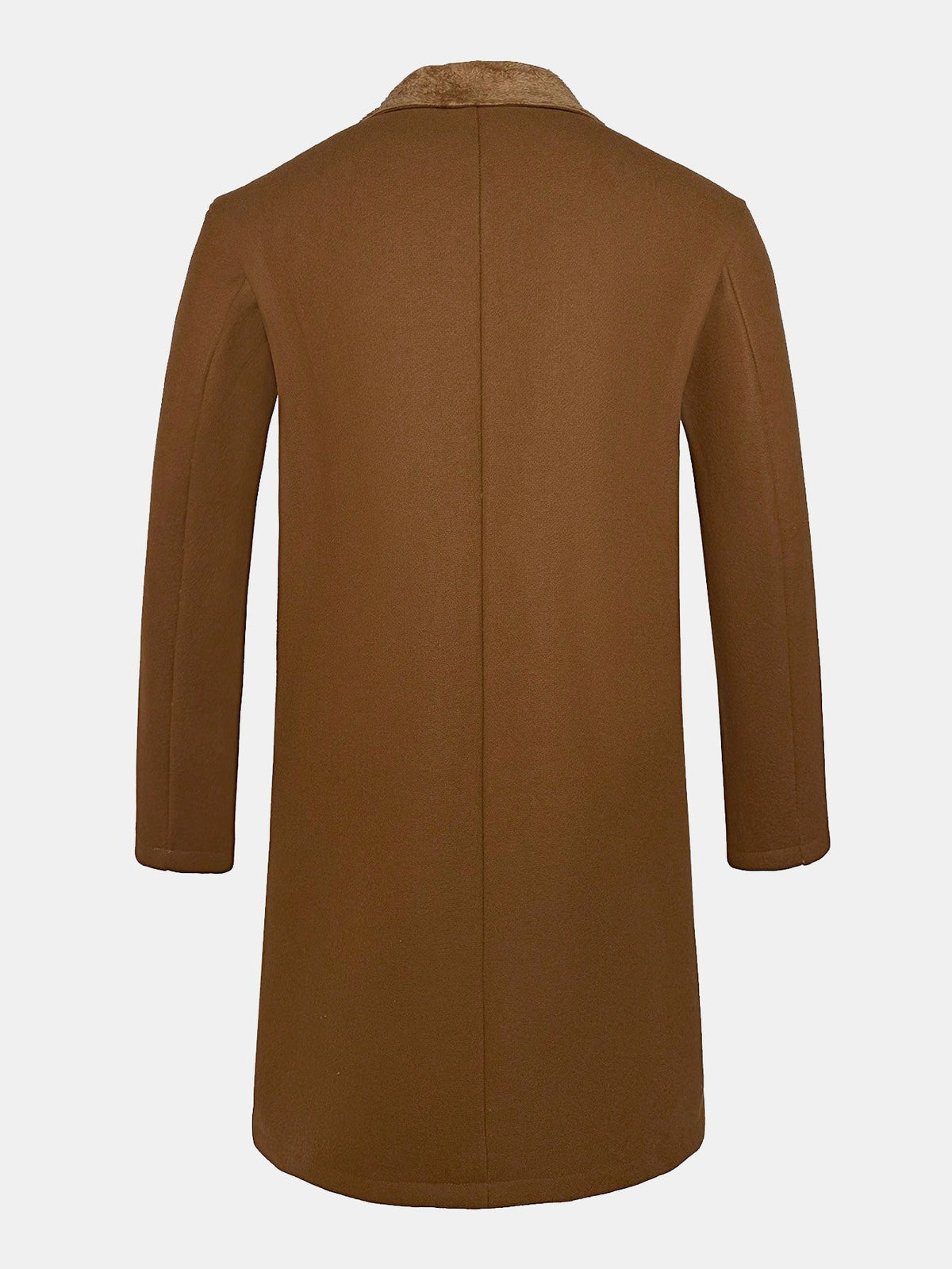 Abrigo largo de lana sintética para hombre – Abrigo cruzado con cuello de borreguito y forro cálido para un estilo casual elegante