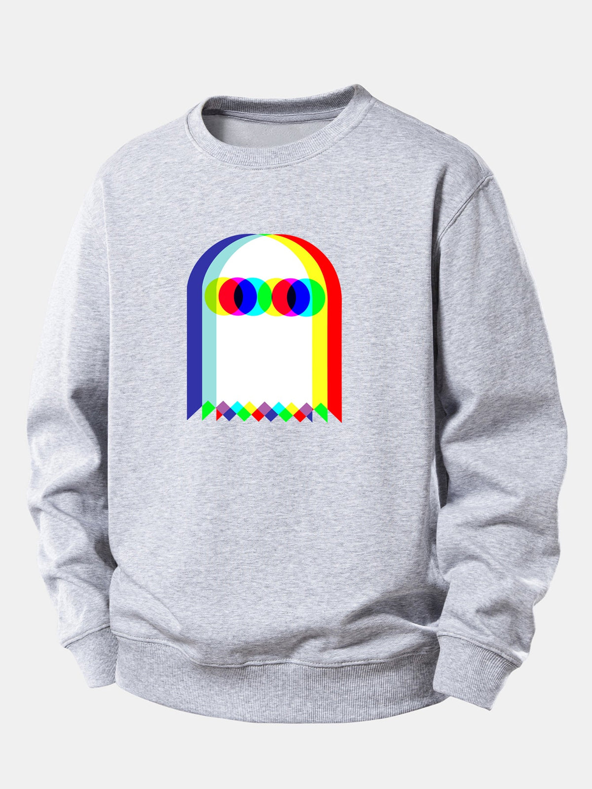 Pánská mikina s grafickým potiskem a volným střihem - hravý potištěný pulovr s kulatým výstřihem pro ležérní streetwearový styl