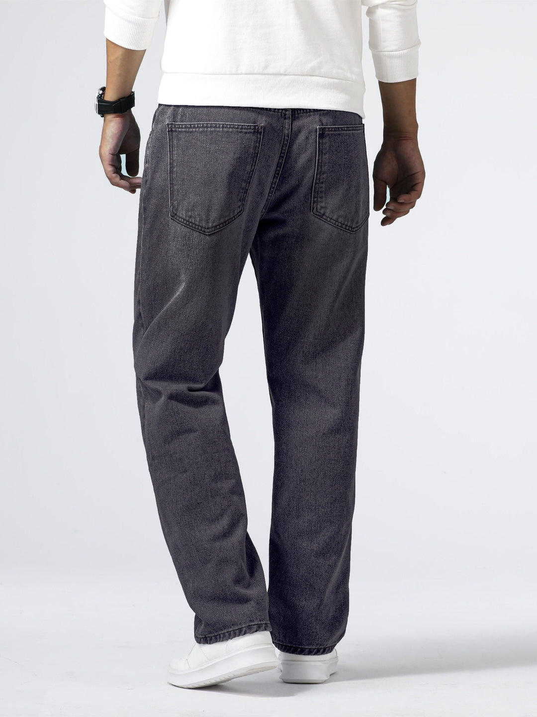 Jeans da uomo in denim, gamba dritta, lavaggio blu, vestibilità quotidiana