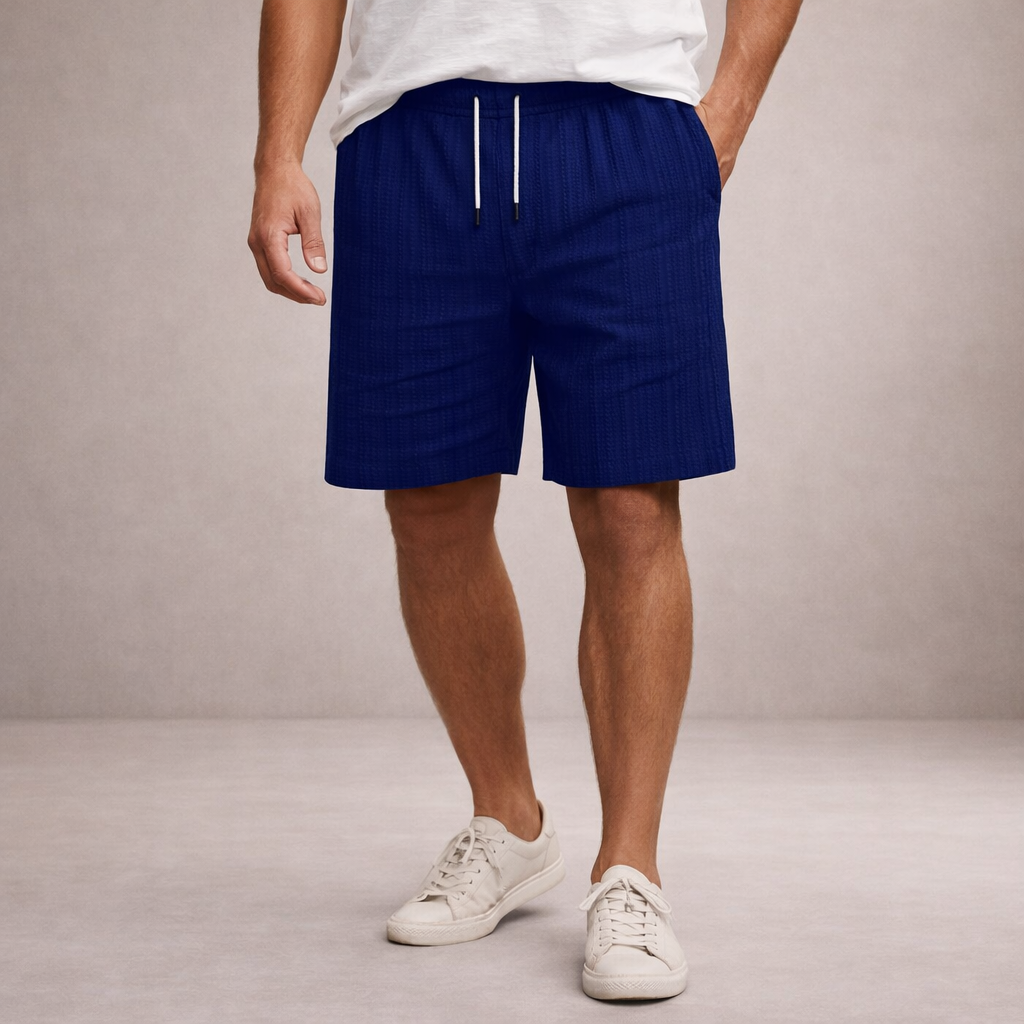Pantaloni scurți de vară pentru bărbați din in, cu șnur, croială casual și lejeră