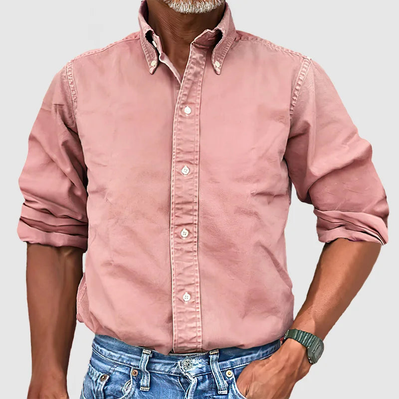 Men’s Casual Cotton Shirt – Breathable Long Sleeve Button-Down for Everyday Smart-Casual Style