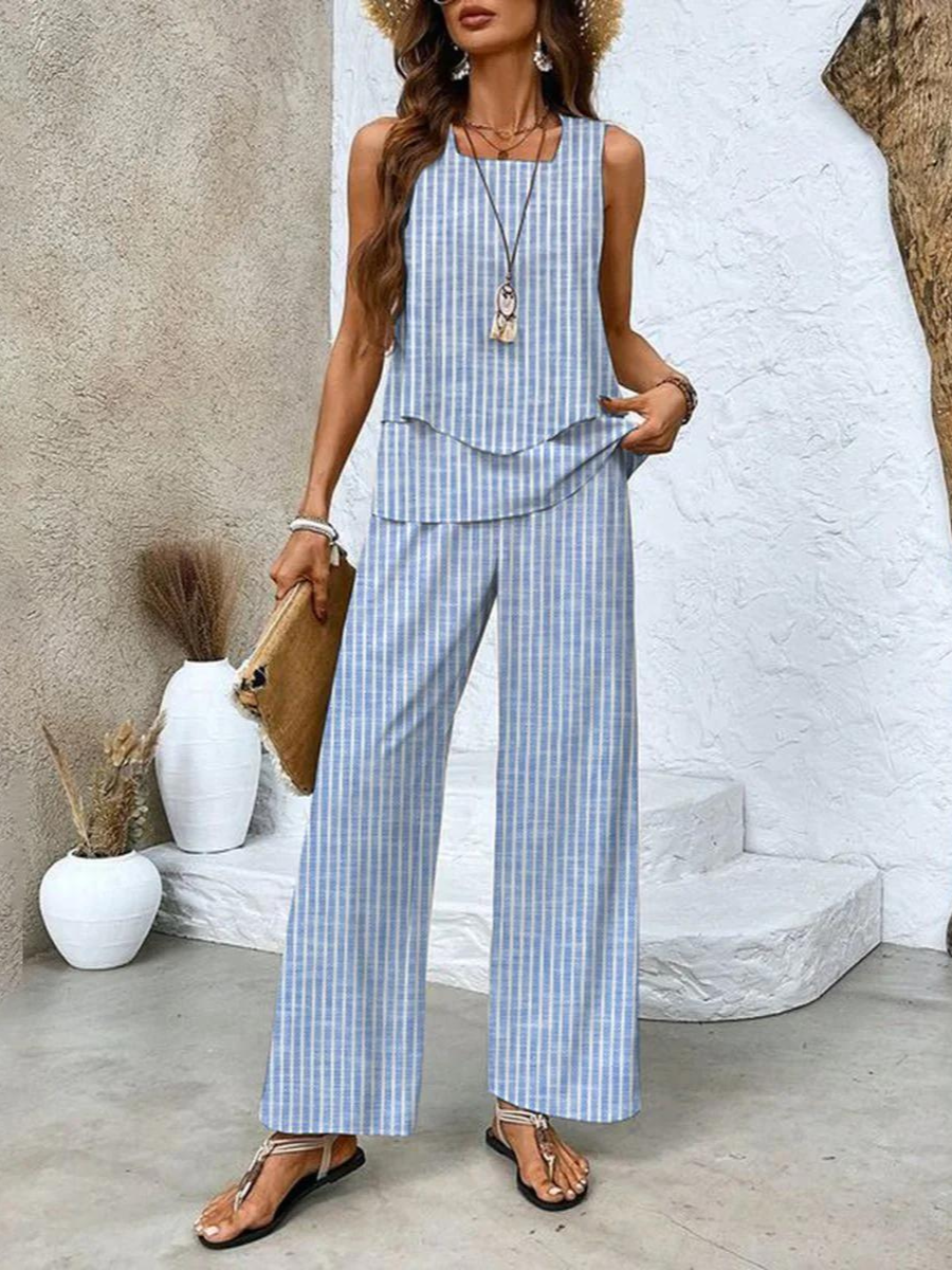Women’s Two-Piece Printed Wide Leg Trouser Co-Ord Set