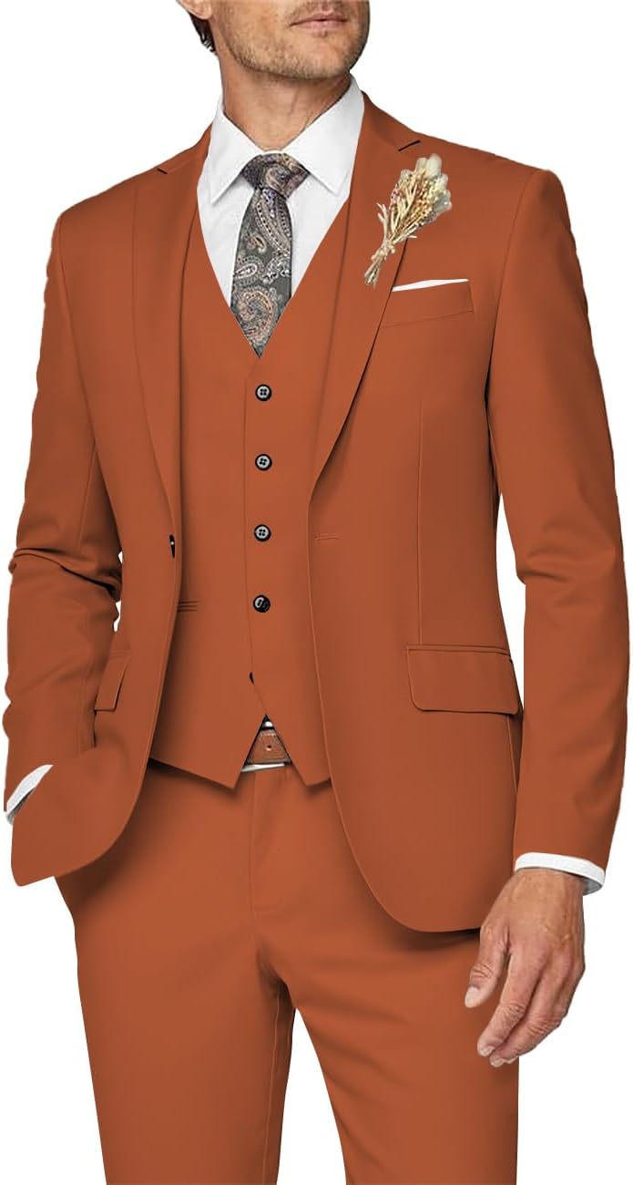 Men’s Slim Three-Piece Suit – Refined Formal Tailoring for Weddings and Business