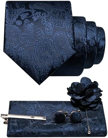 Set di accessori da uomo con cravatta paisley – Essenziali coordinati per occasioni formali, matrimoni ed eventi