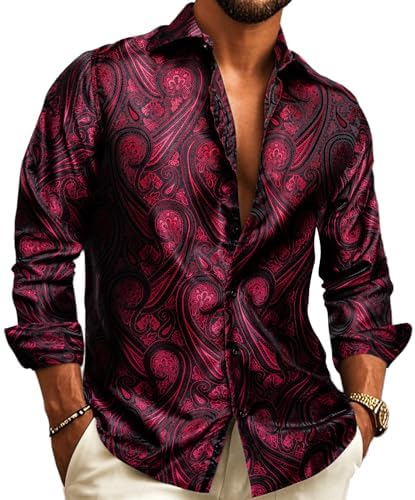 Men’s Paisley Jacquard Shirt – Refined Long-Sleeve Style for Weddings and Evening Wear