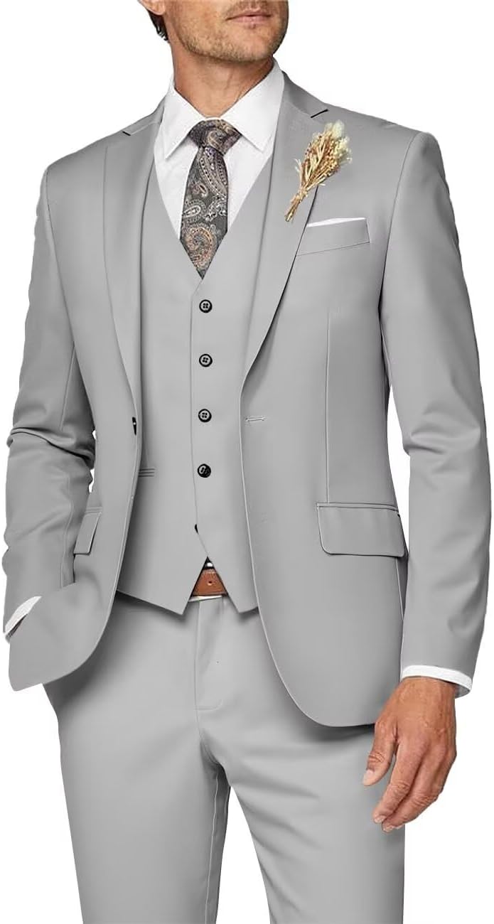 Men’s Slim Three-Piece Suit – Refined Formal Tailoring for Weddings and Business