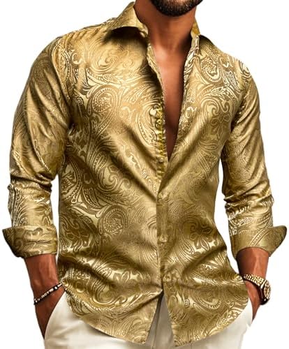 Men’s Paisley Jacquard Shirt – Refined Long-Sleeve Style for Weddings and Evening Wear