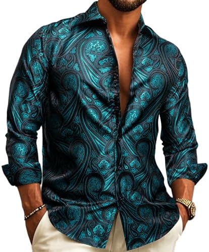 Men’s Paisley Jacquard Shirt – Refined Long-Sleeve Style for Weddings and Evening Wear