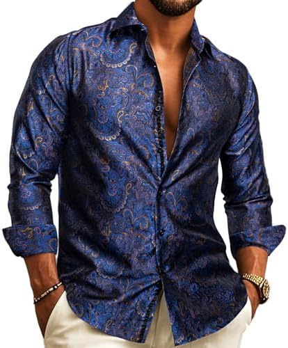 Men’s Paisley Jacquard Shirt – Refined Long-Sleeve Style for Weddings and Evening Wear
