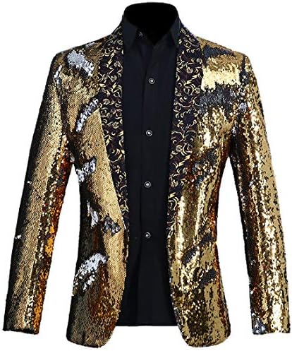 Mænds blazer med revers og pailletter – markant aftenjakke til fester og arrangementer
