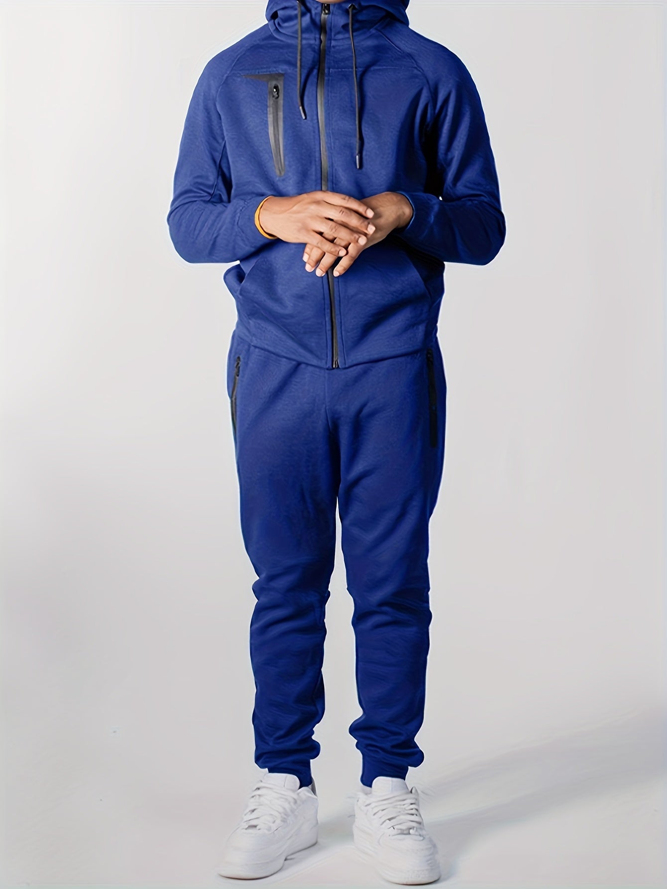 Men’s Loose Fit Hooded Tracksuit – Stretch Two-Piece Set for Spring and Autumn