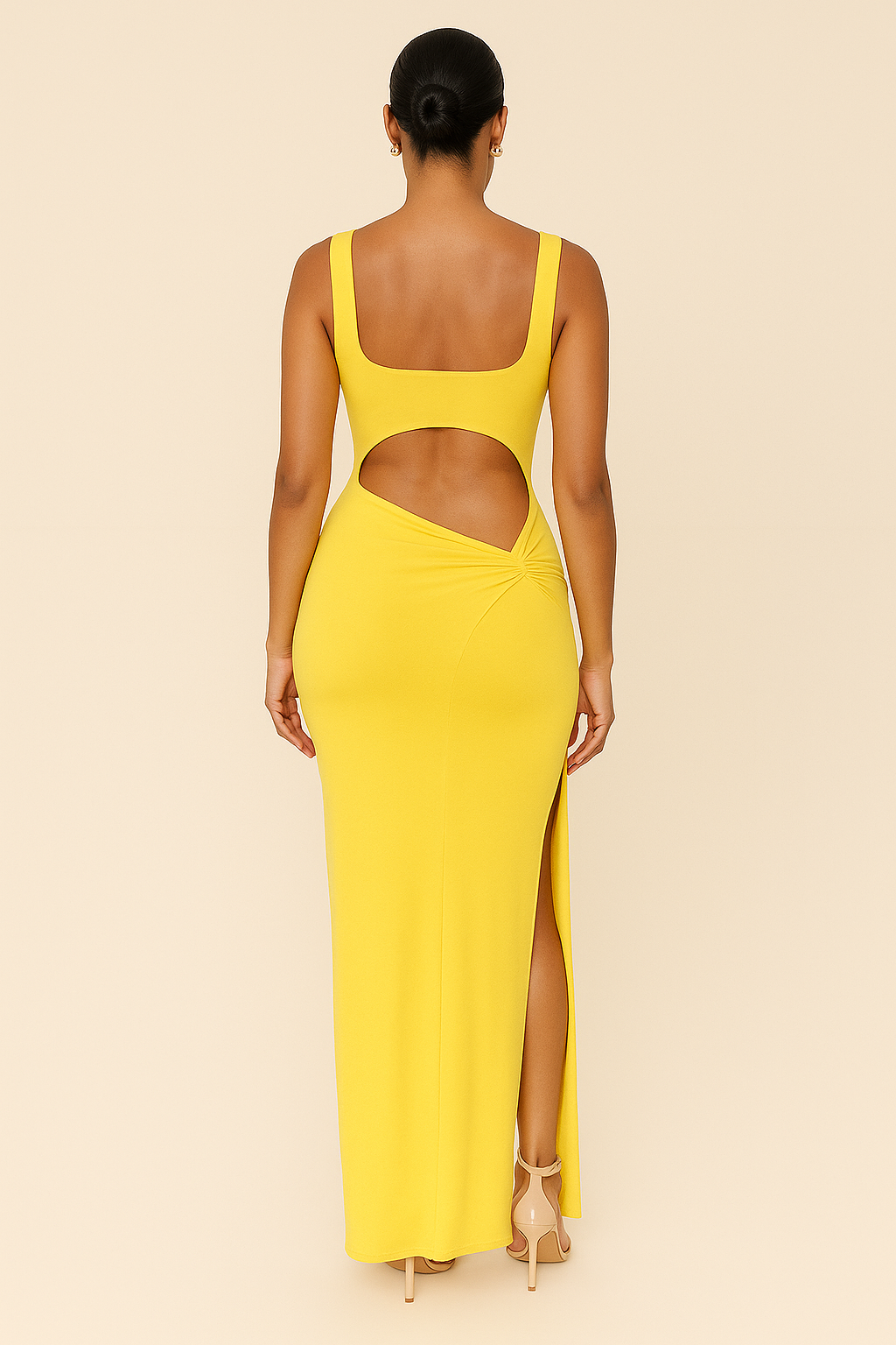 Rochie maxi pentru femei cu decupaje, fustă cu slit înalt, croială sculptată