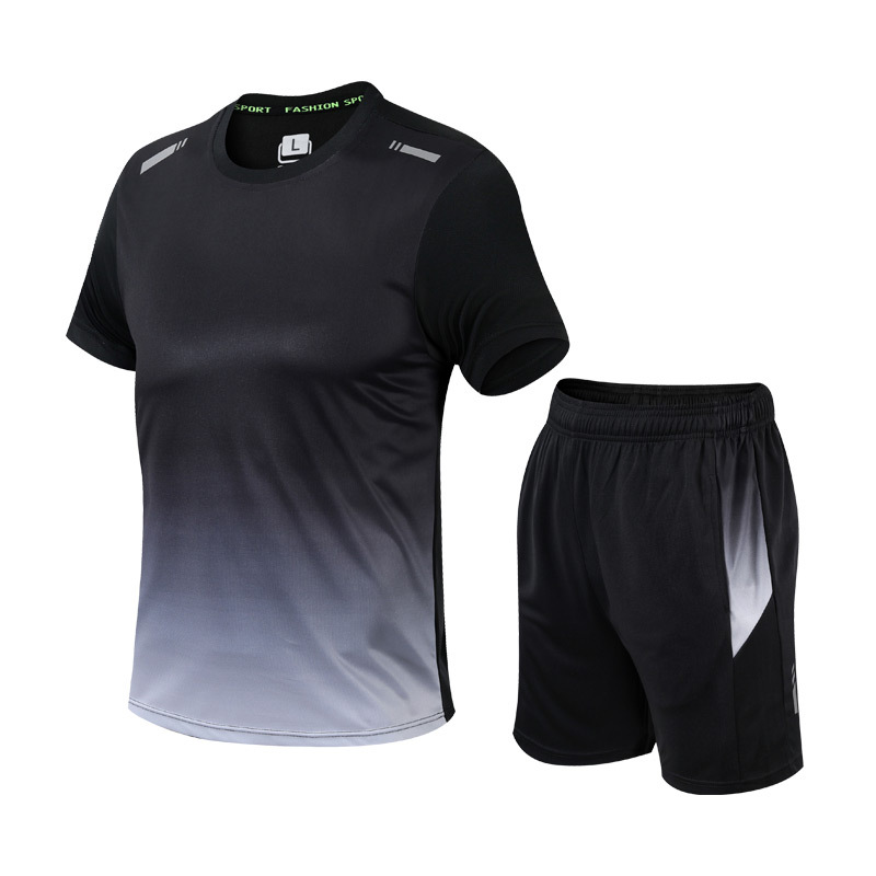 Men’s Sports Set Gradient Design Breathable Quick Dry Slim Fit Gym Training Running Activewear Outfit
