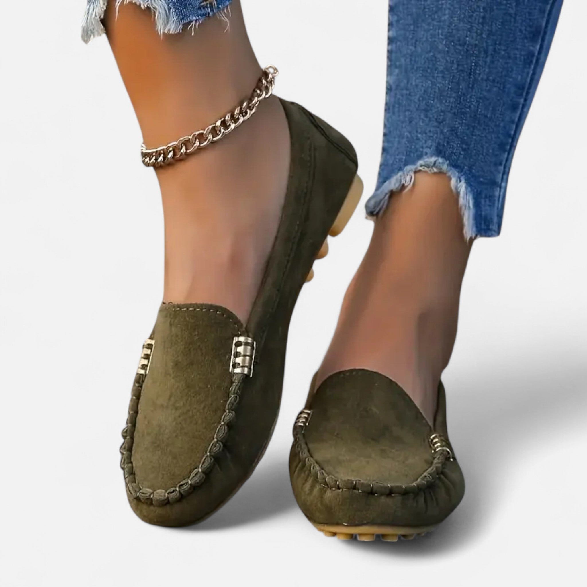 Valmonti | Women’s Loafers – Refined Metal Decor Elegance