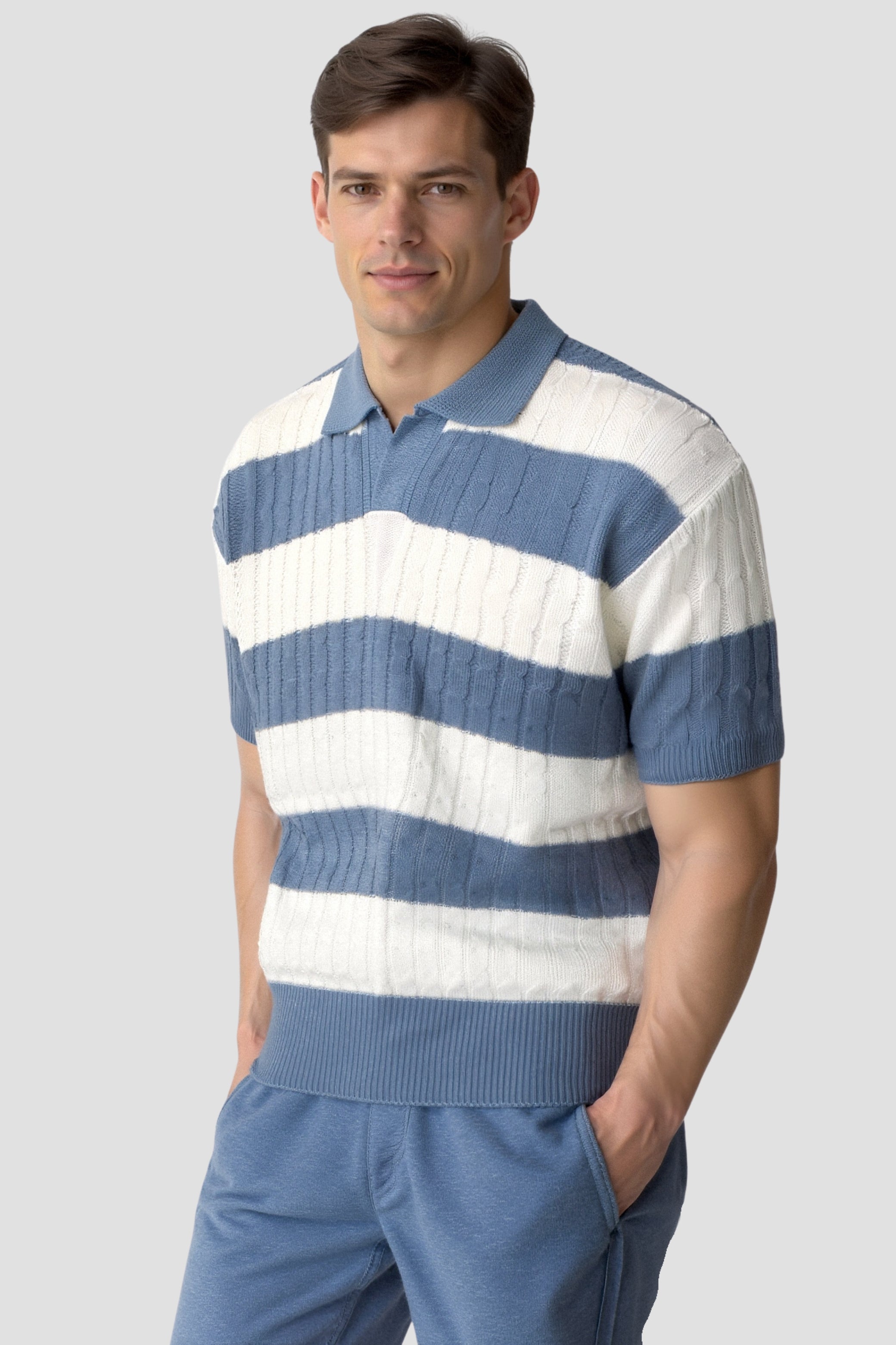 Stripet herrepoloshirt med korte ærmer – Sporty & Elegant