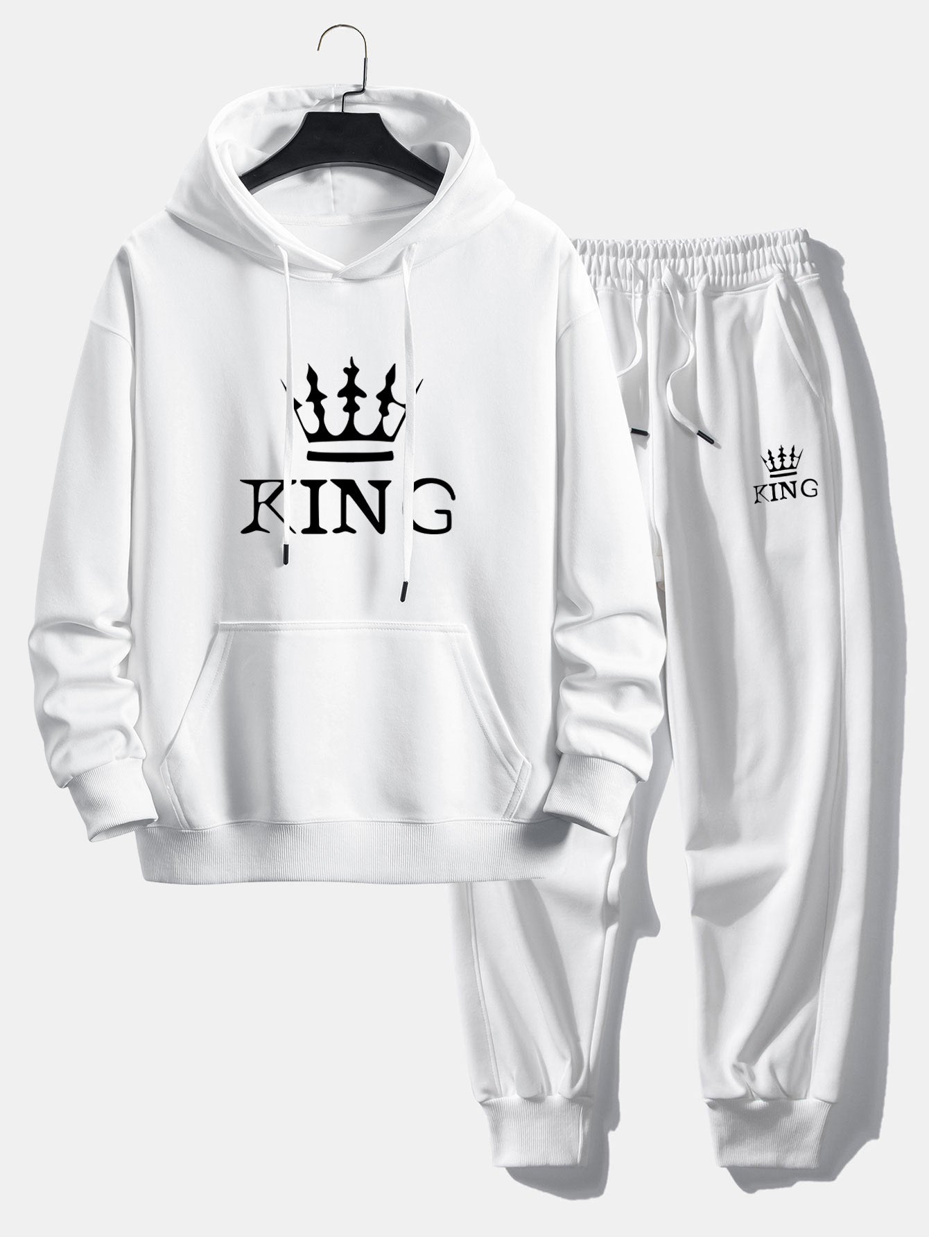 Men’s Printed Relaxed Tracksuit – Cotton Blend Hoodie Set for Streetwear and Travel