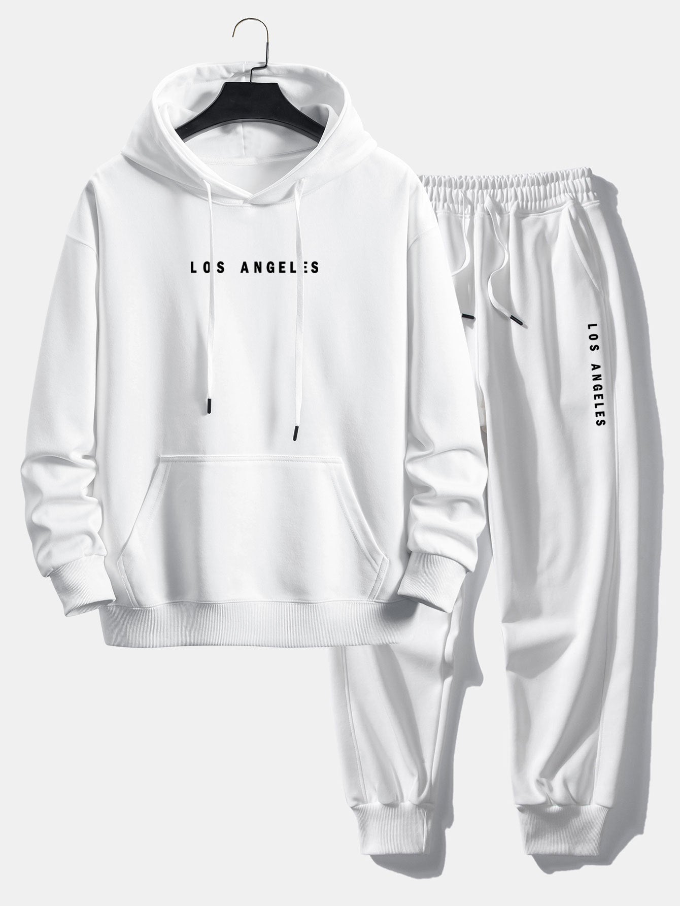 Men’s Relaxed Cotton Blend Hoodie Tracksuit – Printed Jogger Set for Casual City Wear