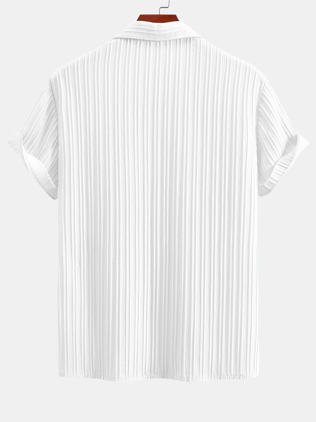 Pánská texturovaná košile s kubánským límcem a kalhoty z lněné směsi v soupravě pro elegantní ležérní letní outfit