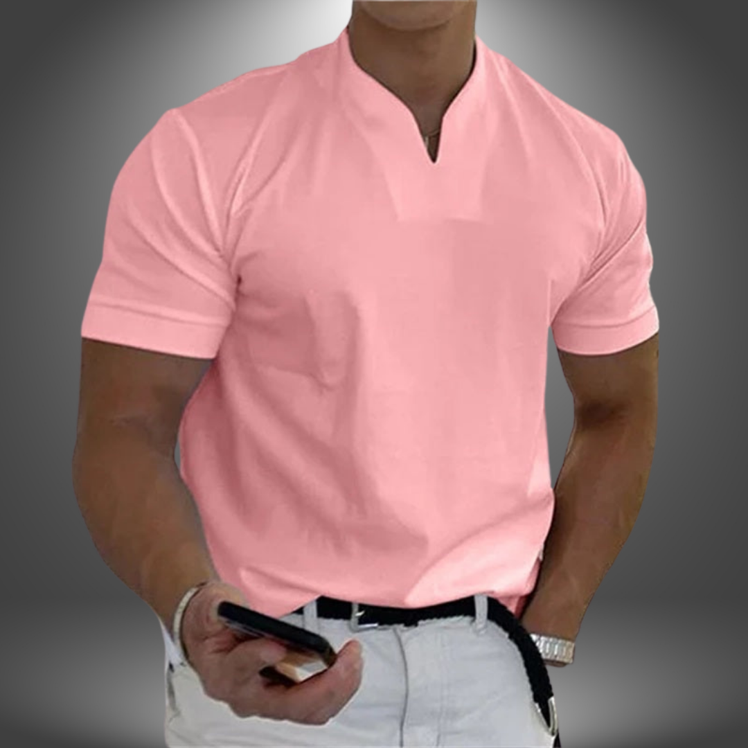 Men’s Short Sleeve V-Neck Tailored Casual Summer Shirt