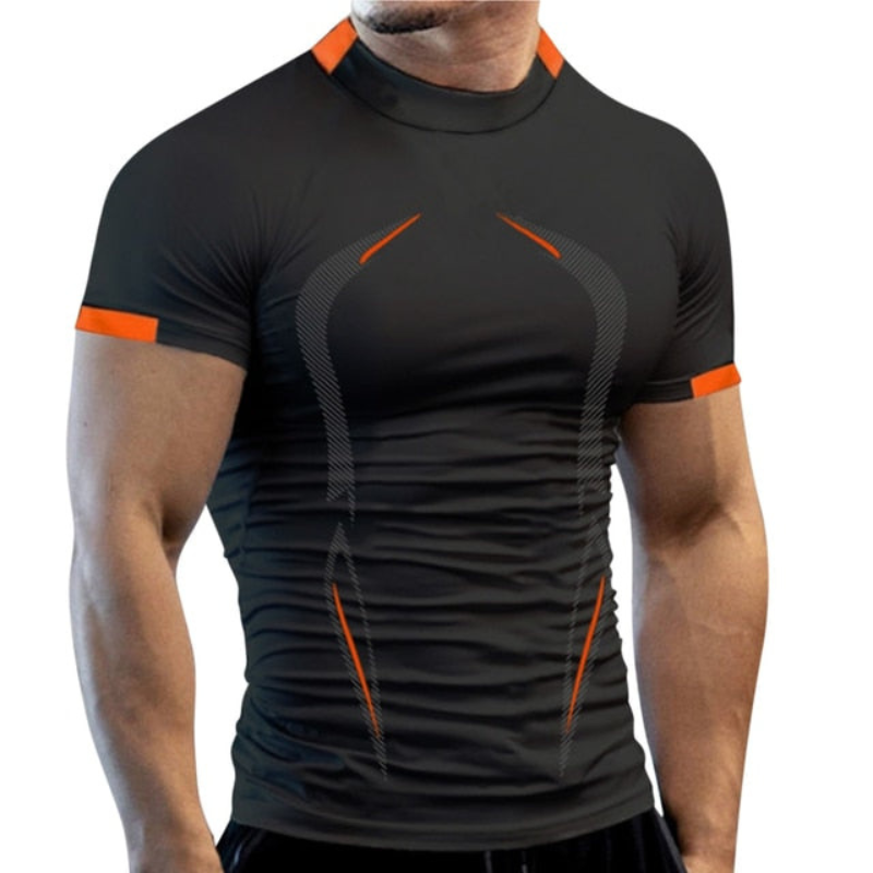 Men’s Compression Sports T-Shirt – Sculpted Short-Sleeve Training Top with Performance Panel Detailing