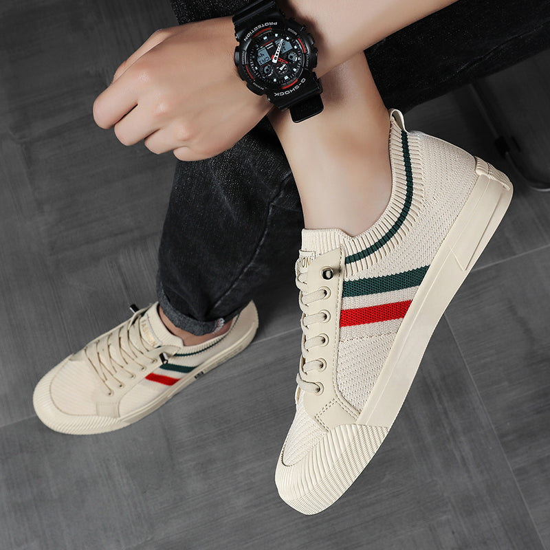 Męskie paskowane dzianinowe sneakersy lekkie codzienne trampki