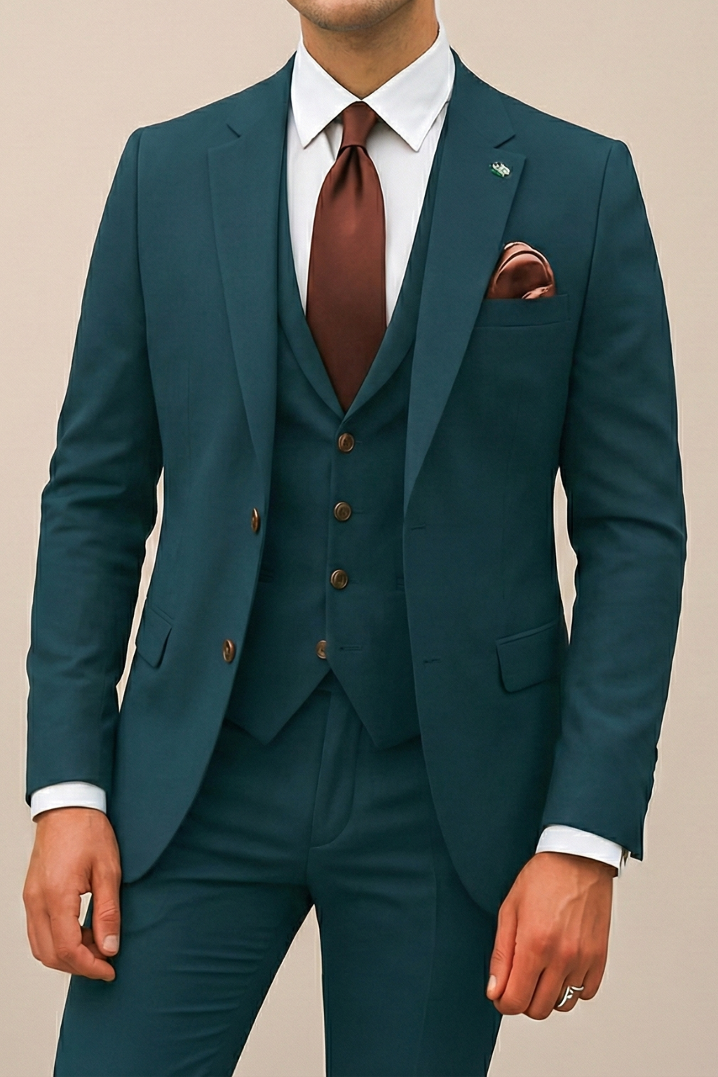 Fato de homem de corte justo com três peças – estilo primaveril elegante para casamentos e negócios