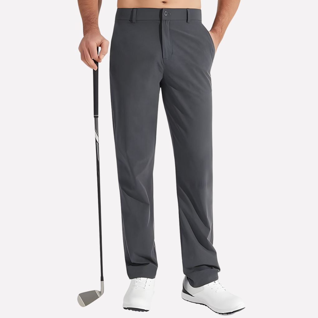 Pantaloni da golf da uomo su misura in tessuto elasticizzato ad alte prestazioni, vestibilità slim