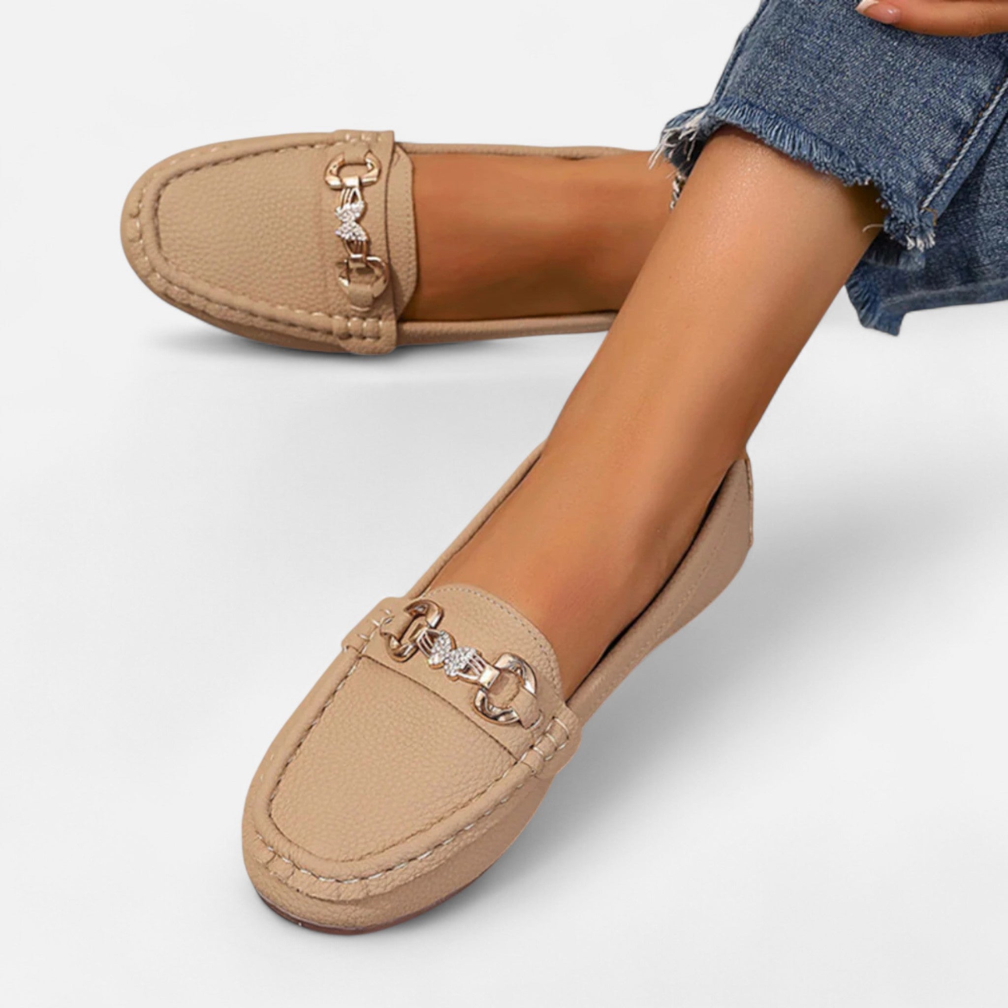 Valmonti | Women’s Moccasin Loafers – Refined Metal-Bit Elegance