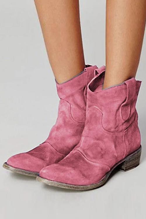 Women’s Suede Western Ankle Boots – Low-Heel Vintage Cowboy Shoes for Autumn Travel Weekend Outings Casual City Wear and Everyday Western Styling