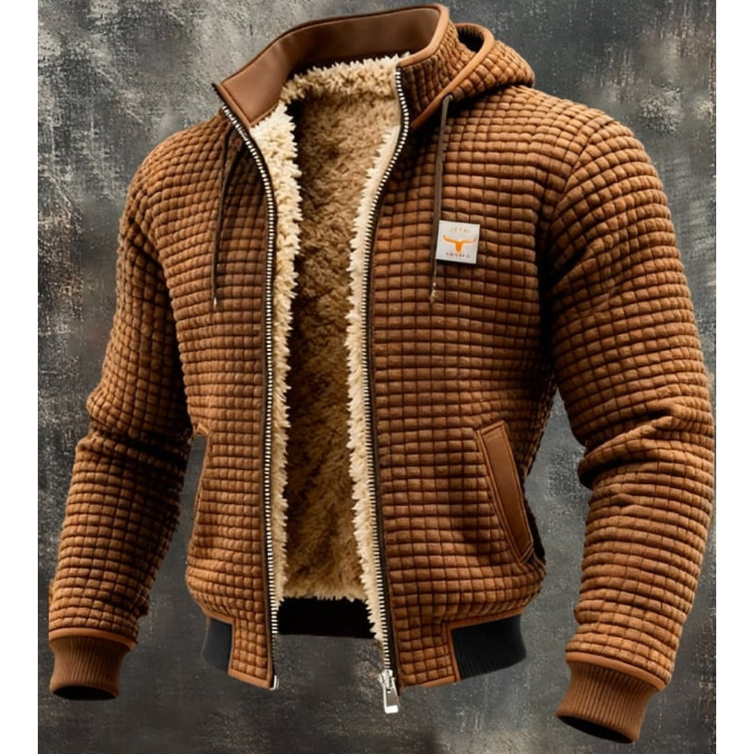 Men’s Thermal Fleece Winter Jacket – Quilted Hooded Zip-Up Coat with Sherpa Lining and Wind-Resistant Finish