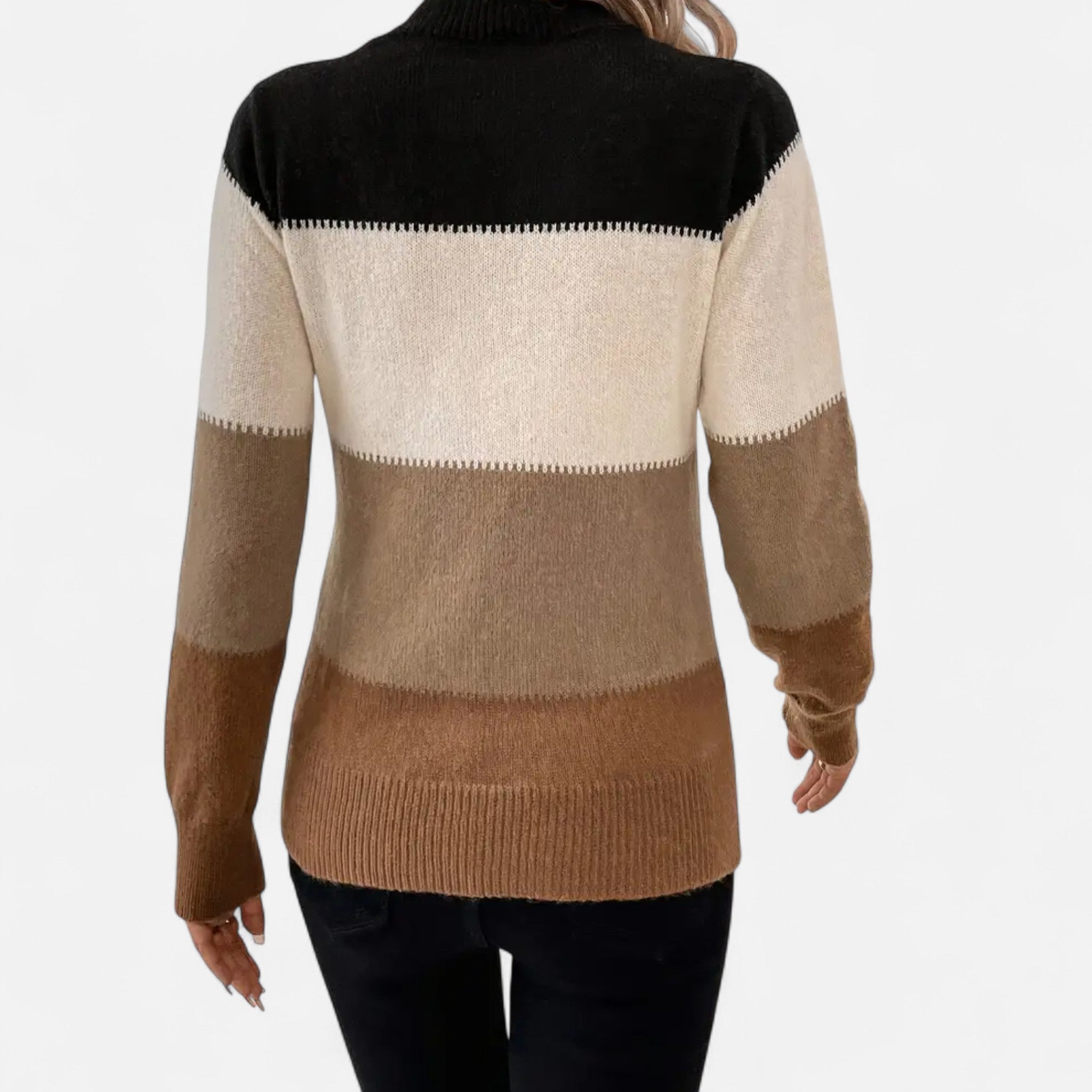 Valmonti | Women’s Striped Knit Crew Neck Sweater