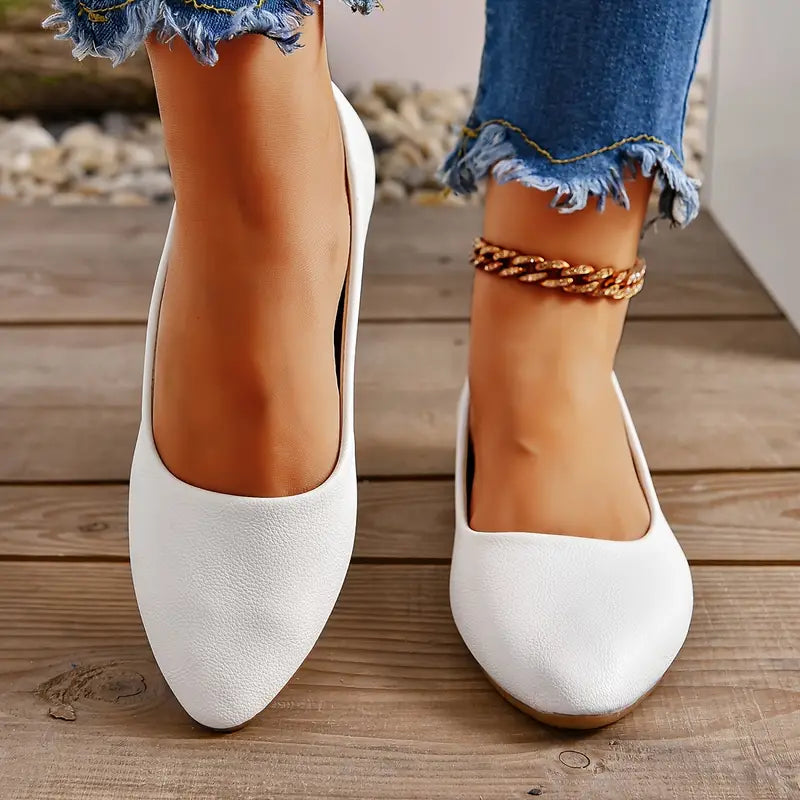 Bailarinas de punta en pico para mujer con acolchado suave - zapatos clásicos sin cordones para el trabajo y conjuntos elegantes informales