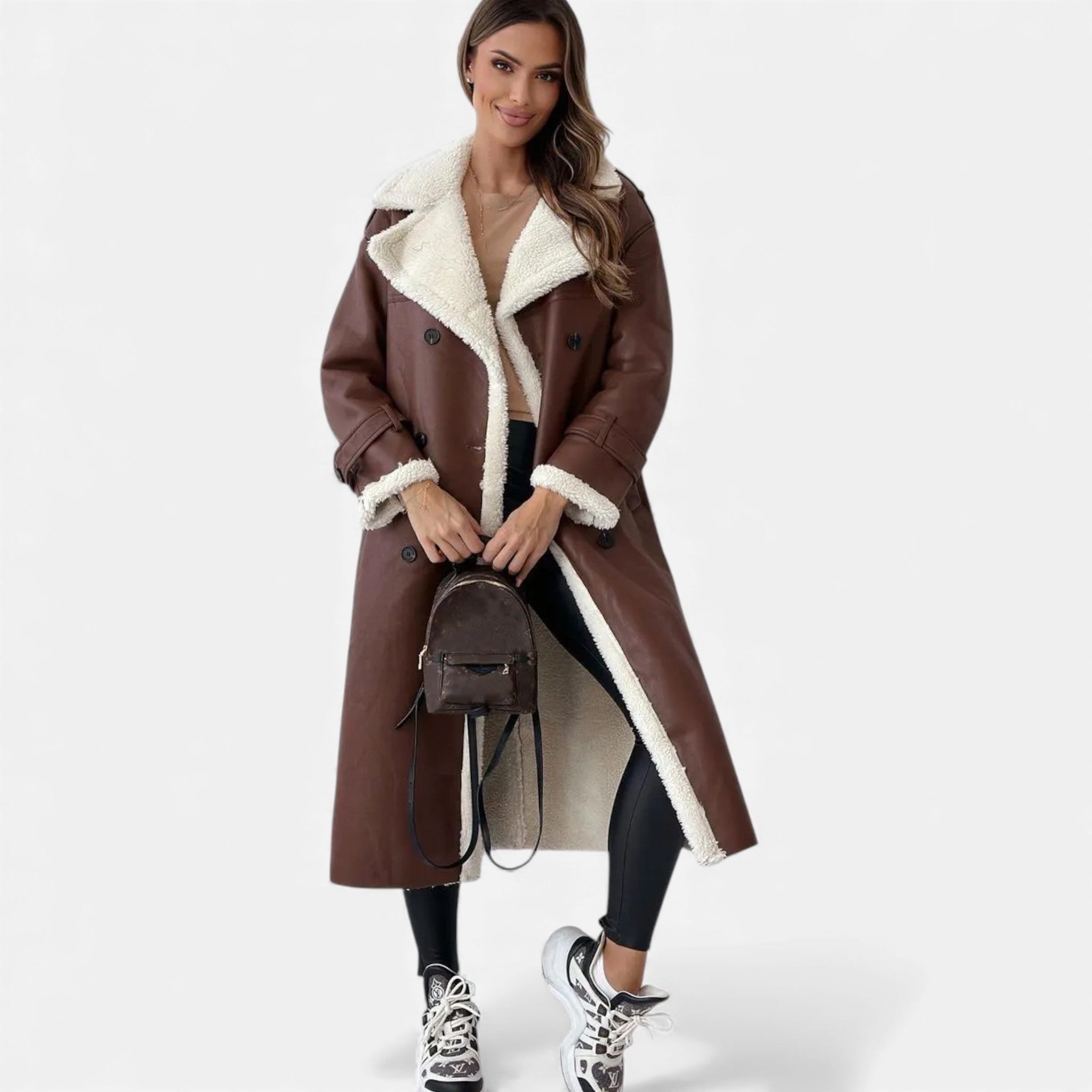 Valmonti | Women’s Belted Wool Trench Coat – Classic Mid-Length Coat