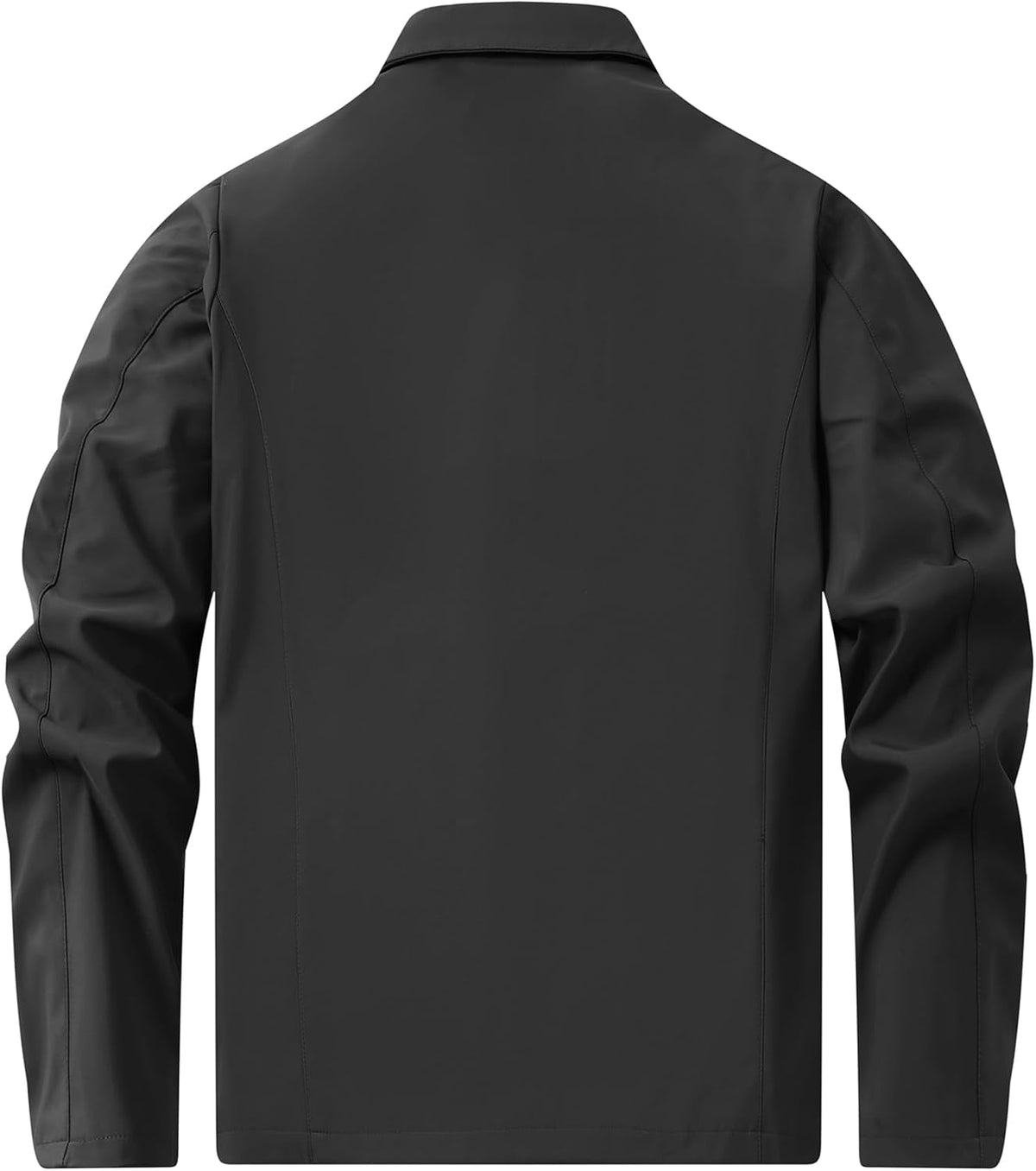 Giacca leggera da uomo con colletto e chiusura con cerniera - strato di transizione minimalista con collo a camicia e silhouette pulita dal taglio dritto per primavera, autunno, viaggi del weekend, stile casual elegante e uso quotidiano in città