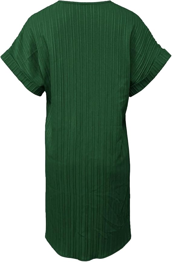Women’s Elegant Summer Dress V-Neck Button Detail – Lightweight Breathable Comfortable Stylish Holiday Everyday Fit