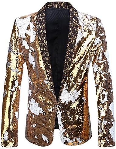 Mænds blazer med revers og pailletter – markant aftenjakke til fester og arrangementer