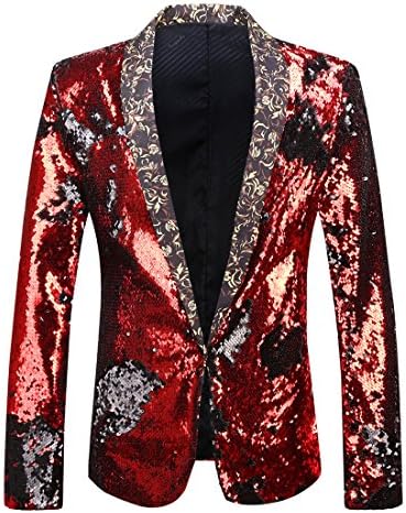 Mænds blazer med revers og pailletter – markant aftenjakke til fester og arrangementer