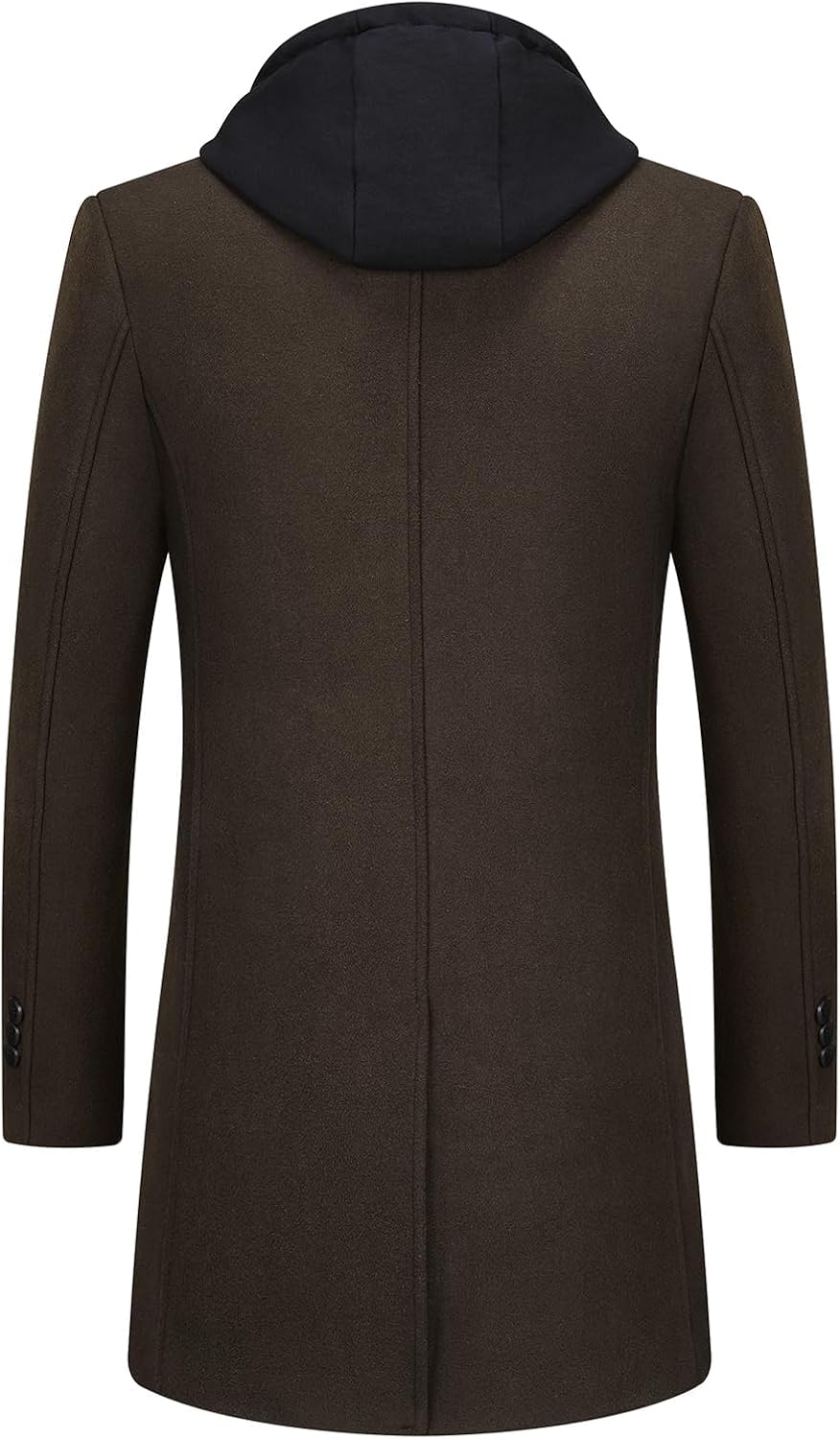 Winterjas van wolmix met capuchon voor heren - lange getailleerde overjas met gelaagd voorpand met ritssluiting voor een nette casual look in herfst en winter