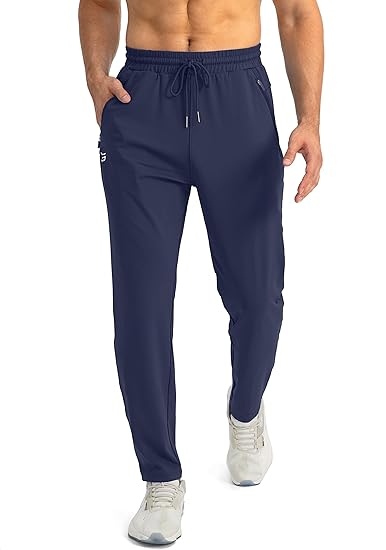 Pantalones Jogger Entallados para Hombre – Pantalones de Entrenamiento Livianos y Elásticos con Bolsillos Seguros con Cremallera