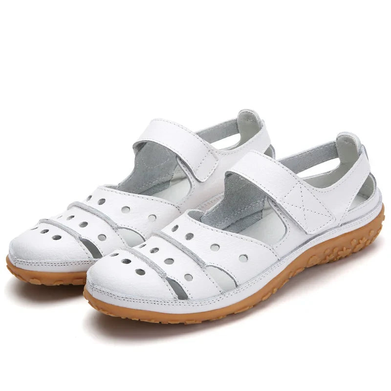 Sandales pour femme à bout fermé et bride réglable – Chaussures décontractées perforées pour le printemps et l’été