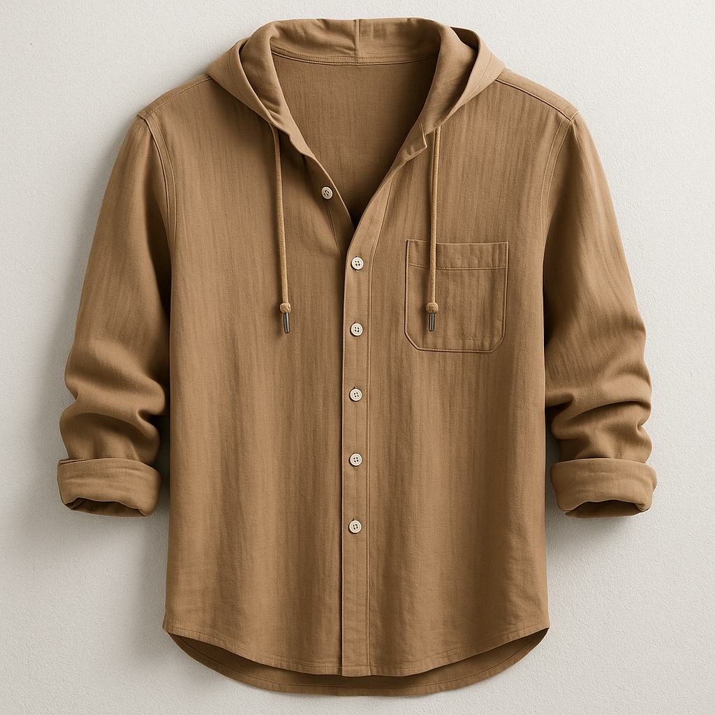 Męska koszula z kapturem na guziki, luźna, lekka, casualowa overshirt