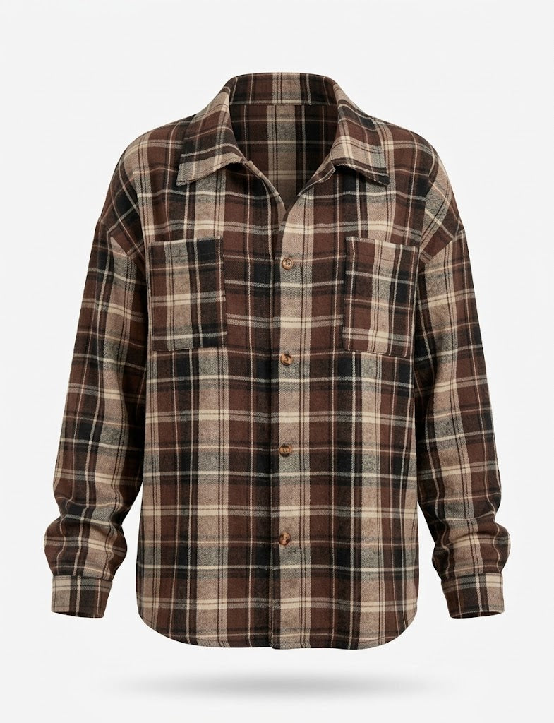 Oversized skjorte med print til kvinder – afslappet stil med knapper foran til lag-på-lag-look i hverdagen