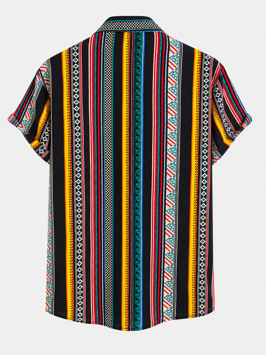 Men’s Summer Resort Set – Printed Button-Up Shirt with Stretch Swim Shorts