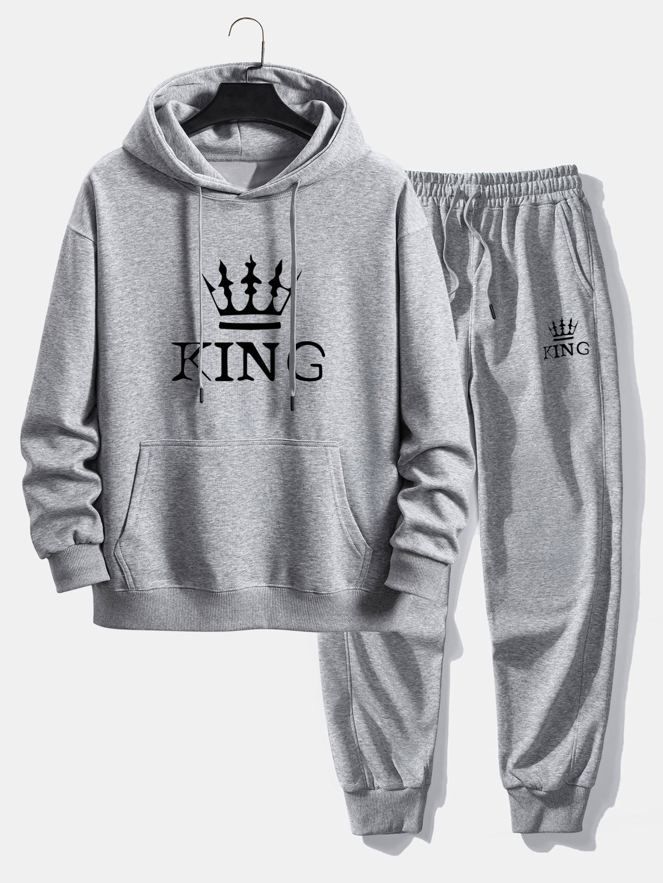 Men’s Printed Relaxed Tracksuit – Cotton Blend Hoodie Set for Streetwear and Travel