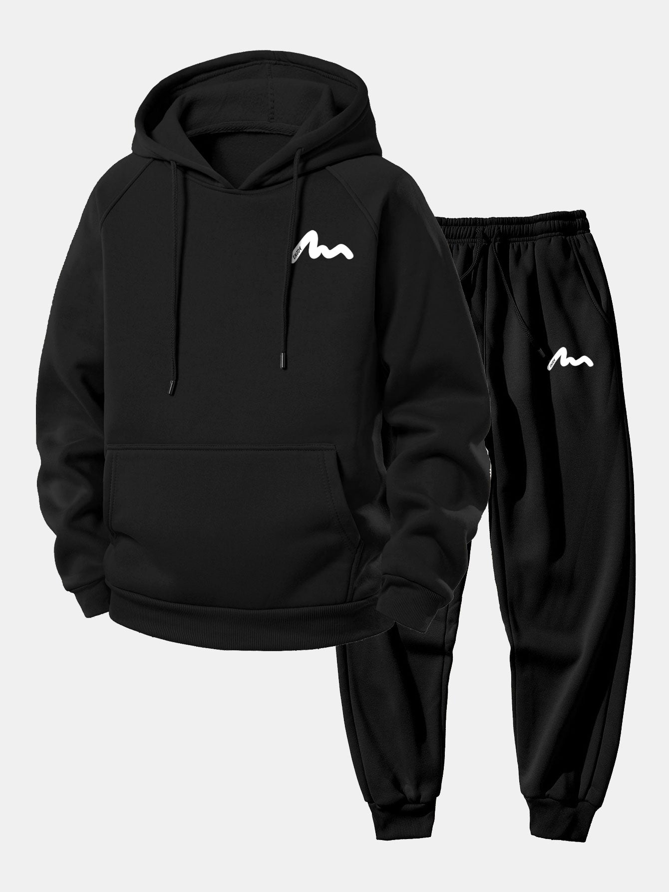 Men’s Printed Hoodie Tracksuit – Relaxed Polyester Jogger Set for Streetwear and Daily Wear